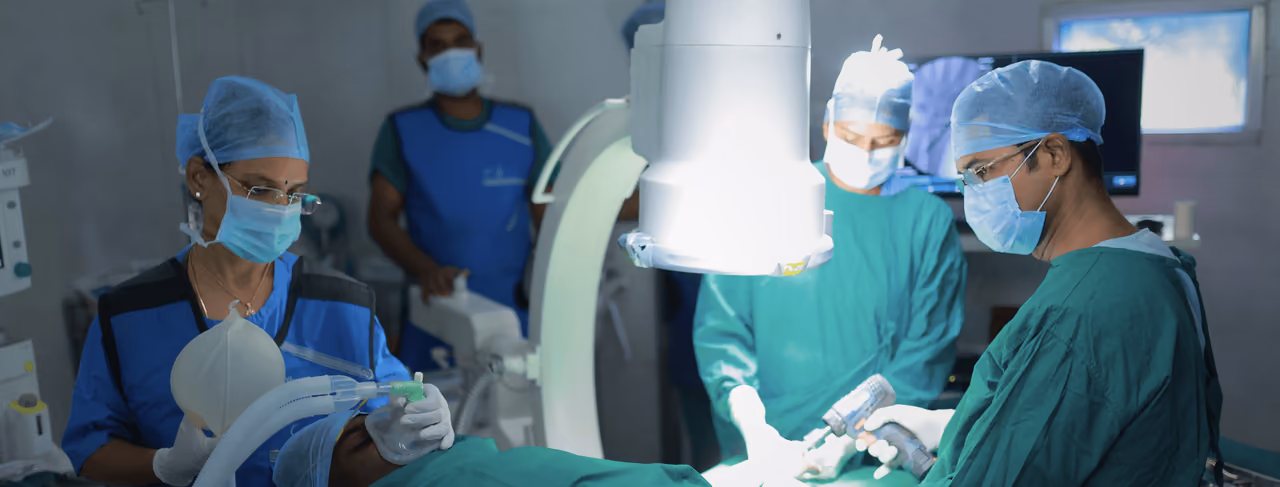 An orthopaedic procedure under way
